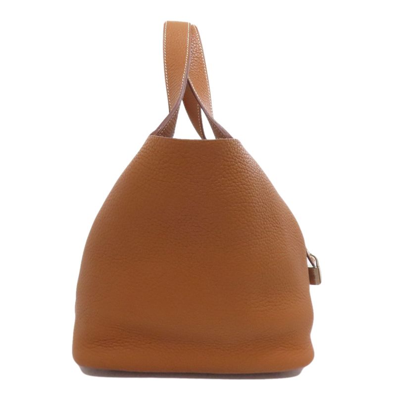 Hermes Picotin Lock MM Gold Silver Hardware Handbag Taurillon Women