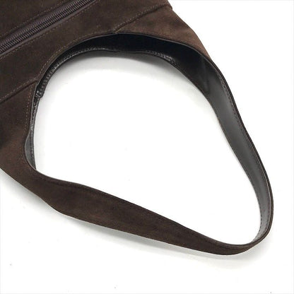 Gucci Suede Triple Zipper Vintage Shoulder Bag Brown