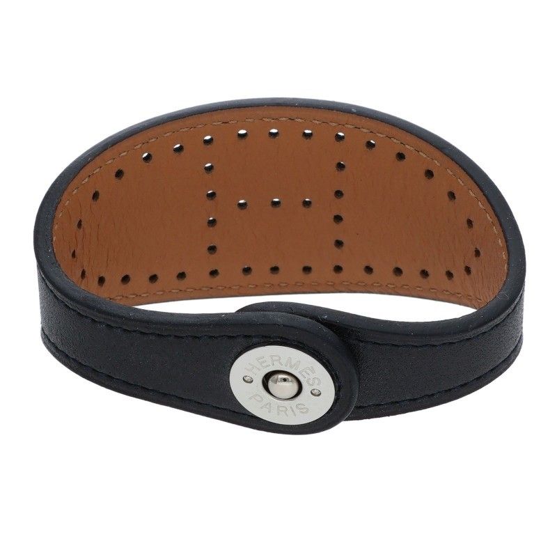 Hermes Evelyne □J Engraved Evelyn H Logo Leather Bracelet Ladies S