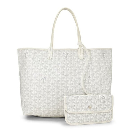 Goyard Goyardine Saint Louis PM White Shoulder Tote Bag & Pouch