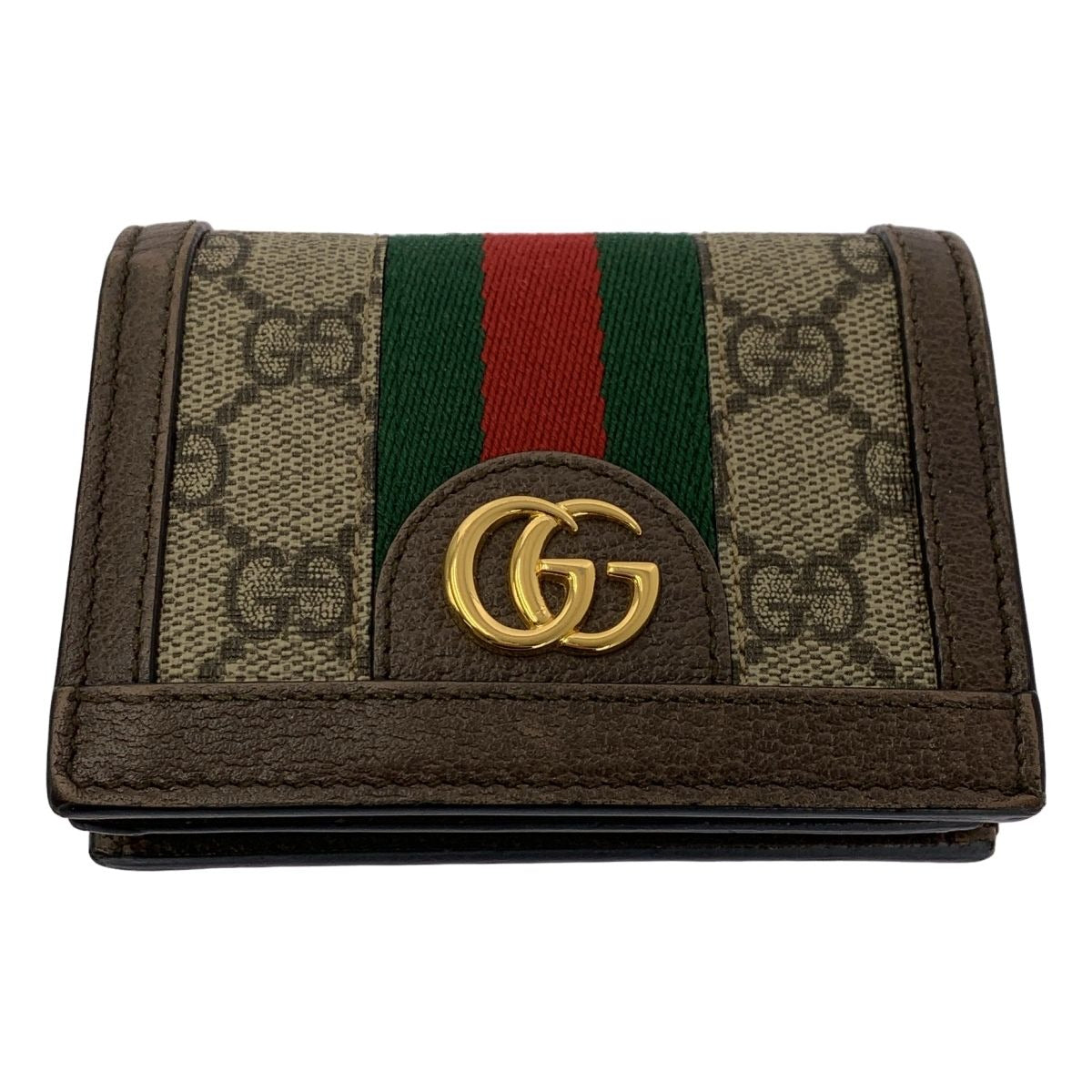GUCCI Ophidia GG Marmont Mini Bifold Wallet Monogram Sherry