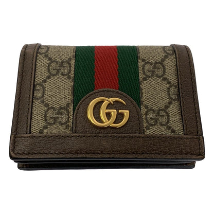 GUCCI Ophidia GG Marmont Mini Bifold Wallet Monogram Sherry