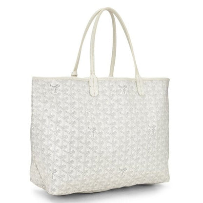 Goyard Goyardine Saint Louis PM White Shoulder Tote Bag & Pouch