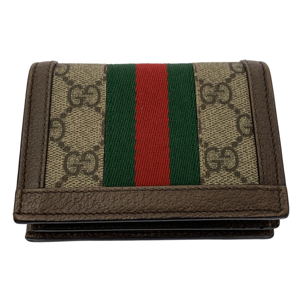 GUCCI Ophidia GG Marmont Mini Bifold Wallet Monogram Sherry