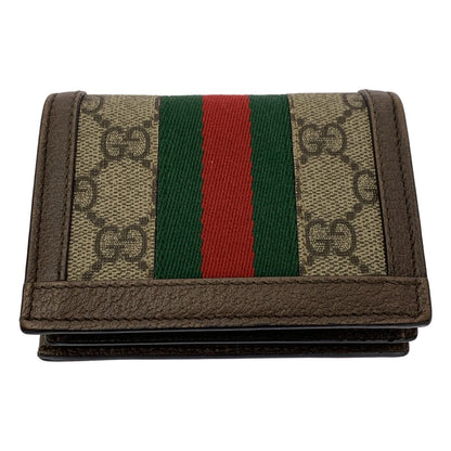 GUCCI Ophidia GG Marmont Mini Bifold Wallet Monogram Sherry