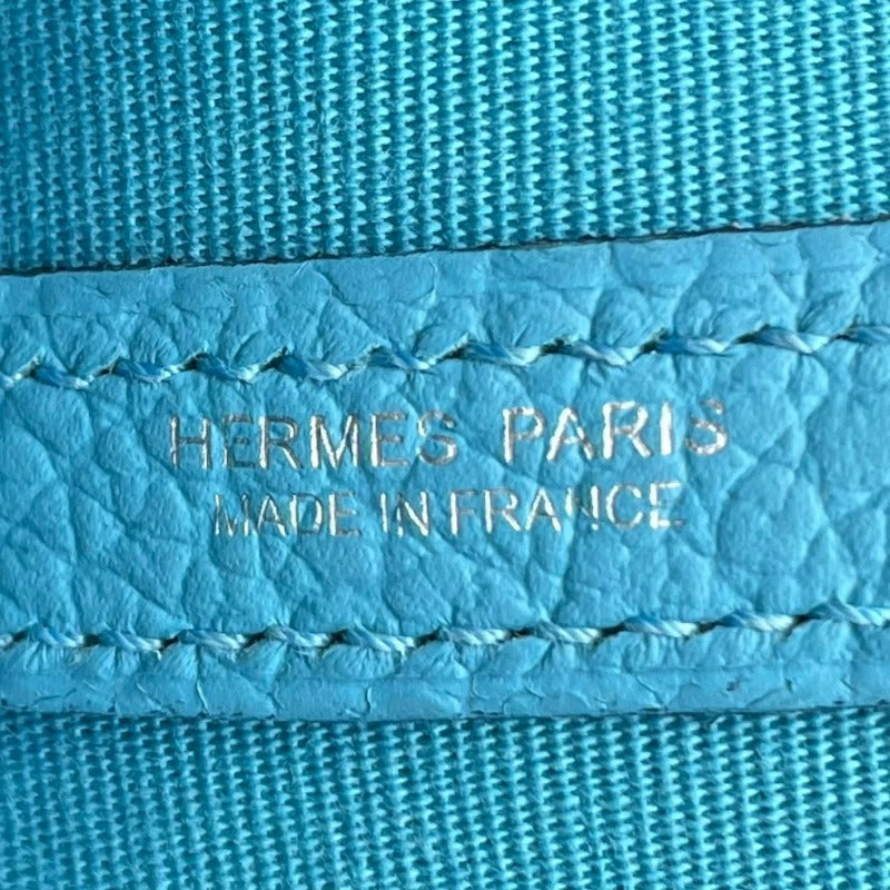 Hermes Garden Party TPM Negonda Toile Blue Leather Tote Bag Shoulder Handbag