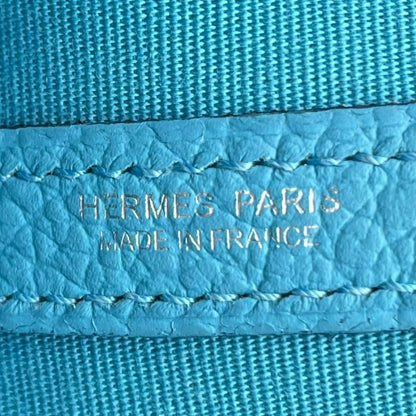 Hermes Garden Party TPM Negonda Toile Blue Leather Tote Bag Shoulder Handbag