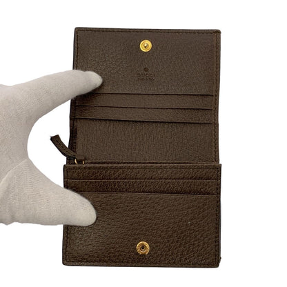 GUCCI Ophidia GG Marmont Mini Bifold Wallet Monogram Sherry