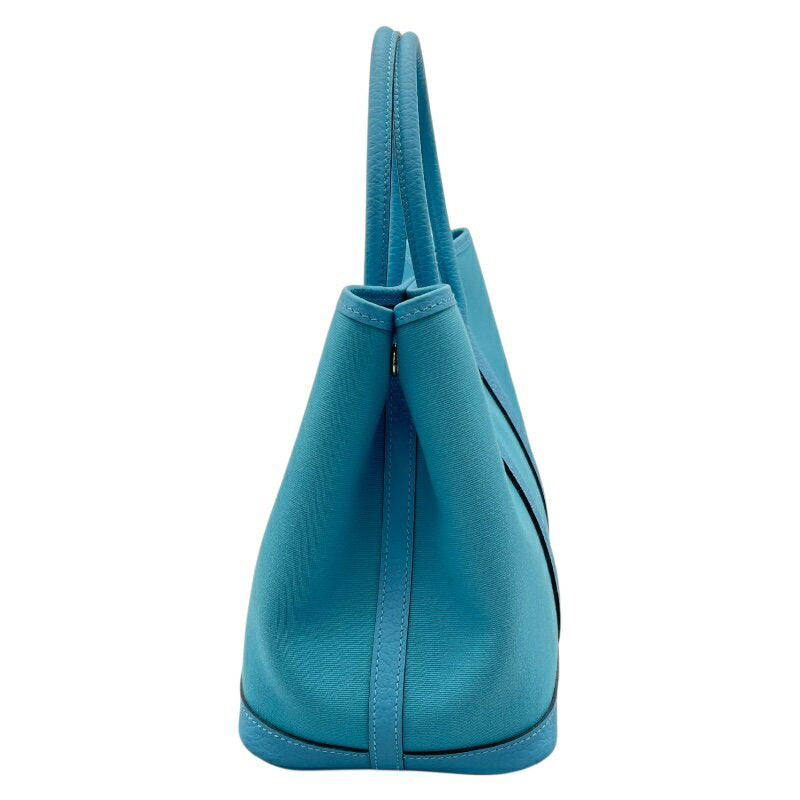 Hermes Garden Party TPM Negonda Toile Blue Leather Tote Bag Shoulder Handbag