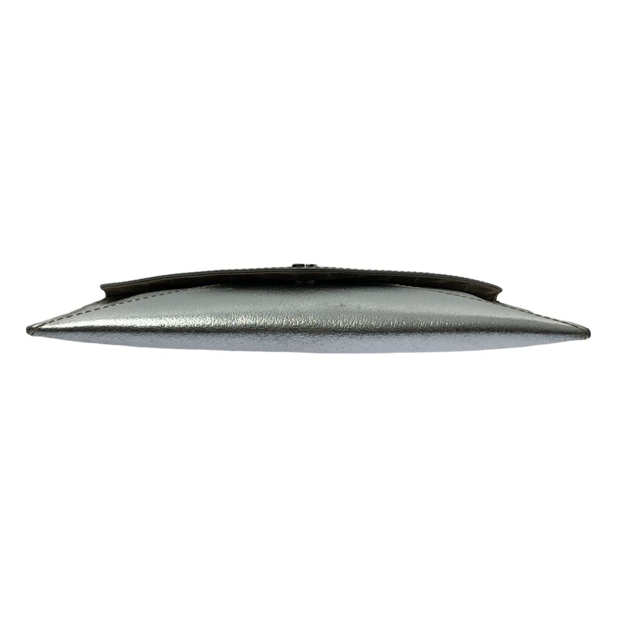 KATE SPADE Leather Metallic Flap Clutch Bag Fully Patterned Lining Silver Formal