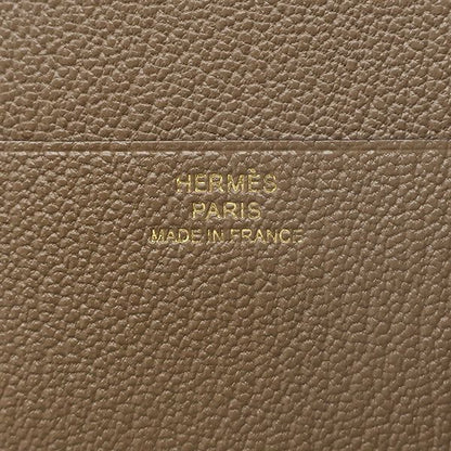 Hermes Trifold Wallet Bearn Combine Chèvre Etoupe Gold Hardware Glazed U