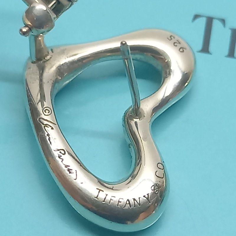 Open Heart Stud Earrings 925 Silver Tiffany &co