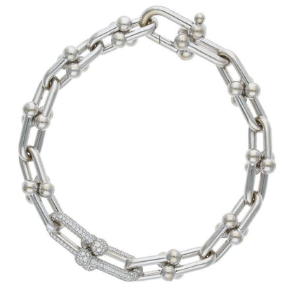 Tiffany & Co Hardwear Hardware 18K White Gold Diamond Medium Link Bracelet
