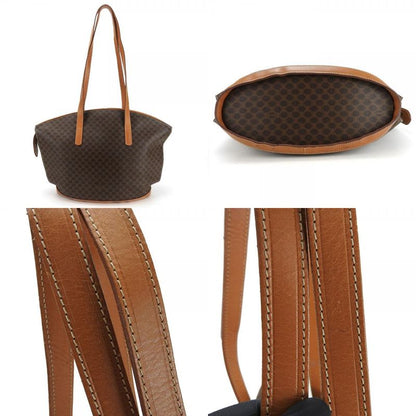 Celine Tote Bag Macadam Leather PVC Brown Gold Hardware Shoulder Women Celine