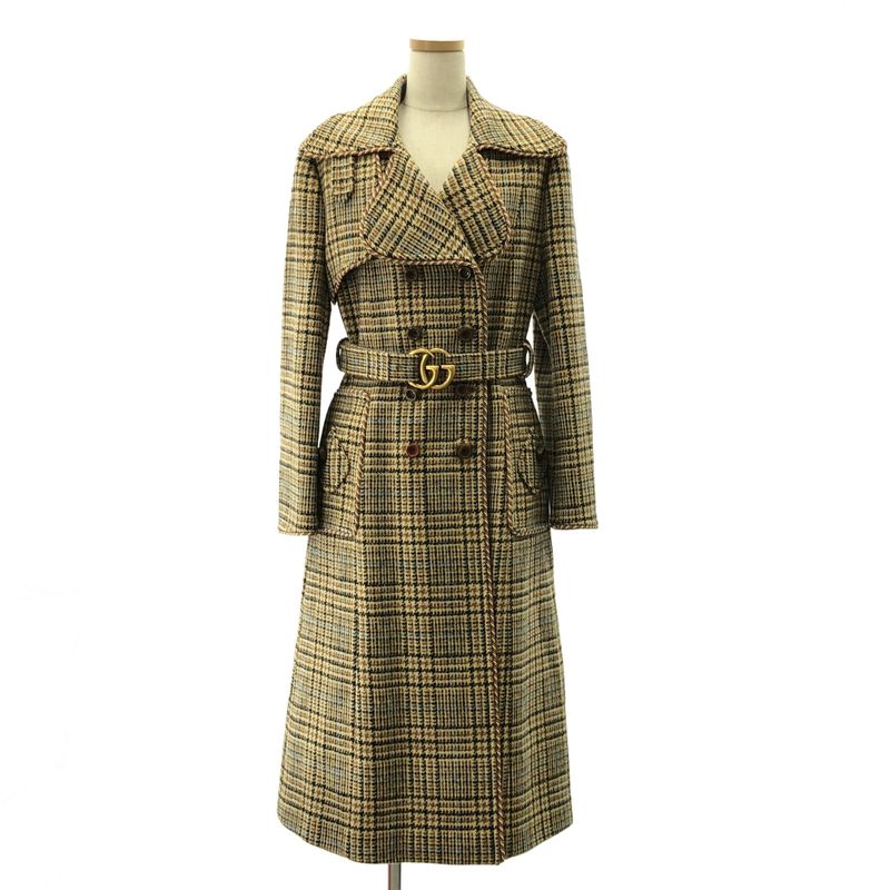 Gucci - Wool Tweed GG Marmont Belted Coat - Fully Lined - Brown - Women's