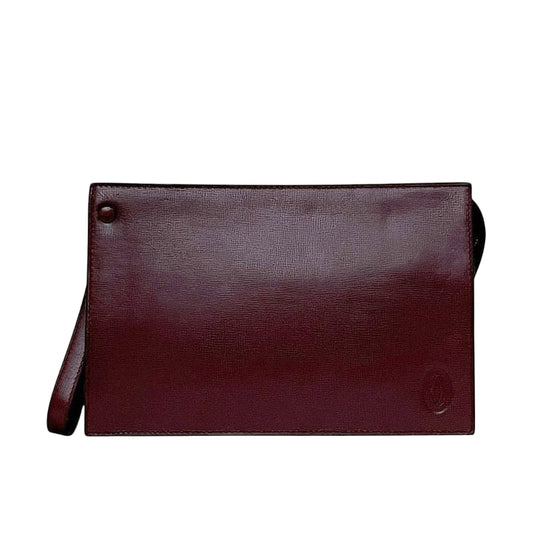 Cartier Second Bag Bordeaux Must Clutch Bag Leather