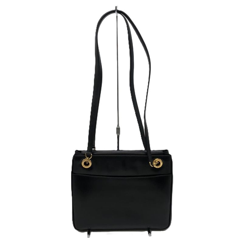 Gucci 001 46 1641 Shoulder Bag Tote Leather Black Women Men Vintage Fashion