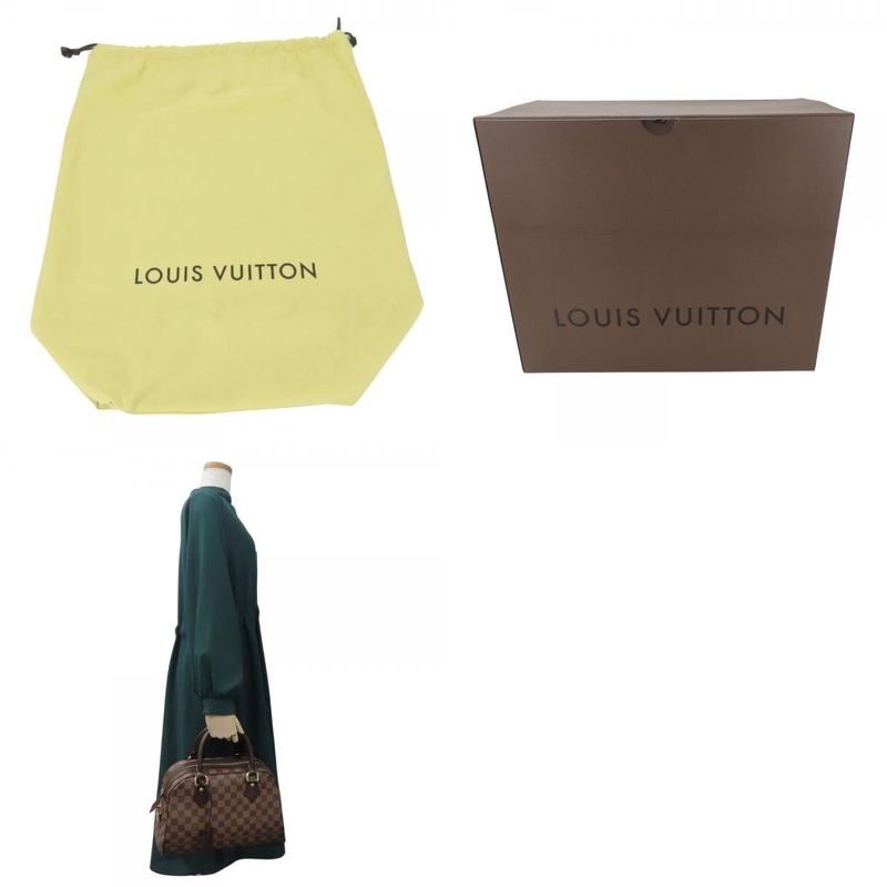 Louis Vuitton Handbags Duomo N60008 Damier Leather Ebène Brown Gold Hardware