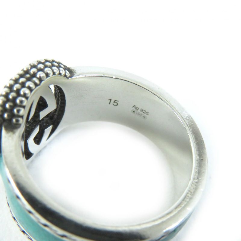 Gucci Interlocking G Ring - Ring Ag925 Enameled Silver Greenish No 15 Made In