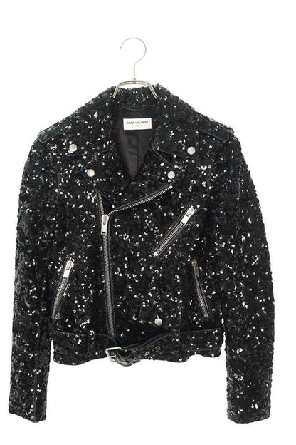 Saint Laurent Paris 437301 Y5qq2 Sequin Embellished Rider Scuff Zar Jacket