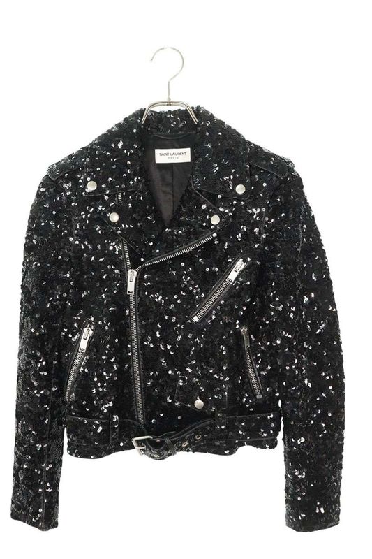 Saint Laurent Paris 437301 Y5qq2 Sequin Embellished Rider Scuff Zar Jacket