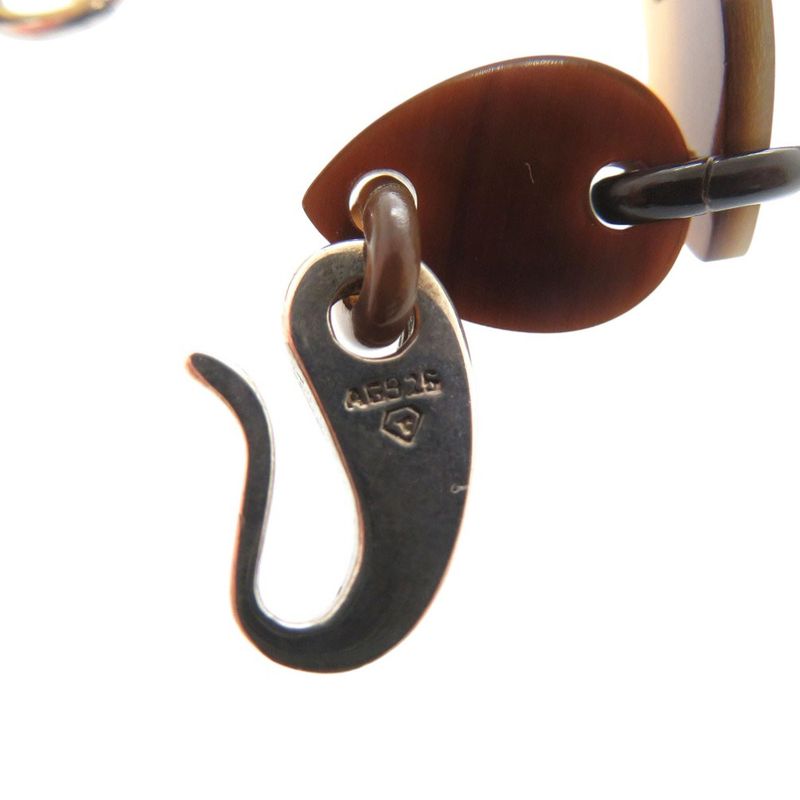 Hermes Large Horn Necklace Teardrop Buffalo Horn Silver 925 Brown 1458 Hermes