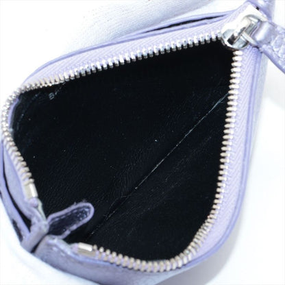 Balenciaga Leather Coin Case 637130 Metallic Purple Made In Italy