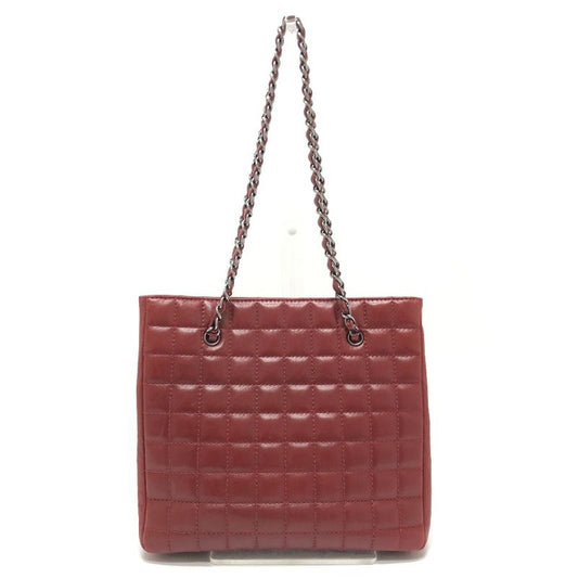 Chanel Tote Bag Chocolate Bar 255 Lambskin Red