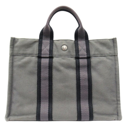 Hermes Bag Fourre Tout PM Canvas Tote Hand Bag Gray Men Women Used
