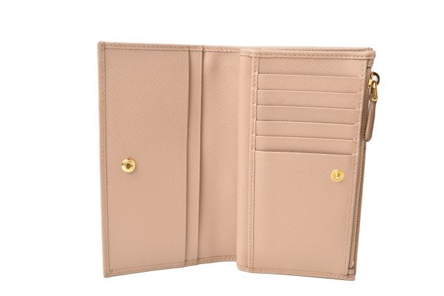Prada Wallet Fold Prada Wallet 1ml009 Saffiano Leather Cipria Beige