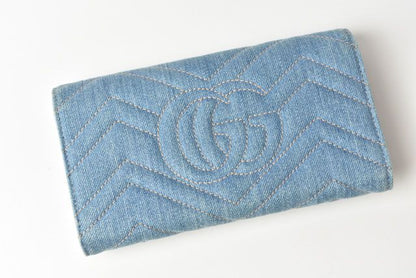 Gucci Wallet Gucci Long Continental Wallet GG Marmont GG Marmont Denim Chevron