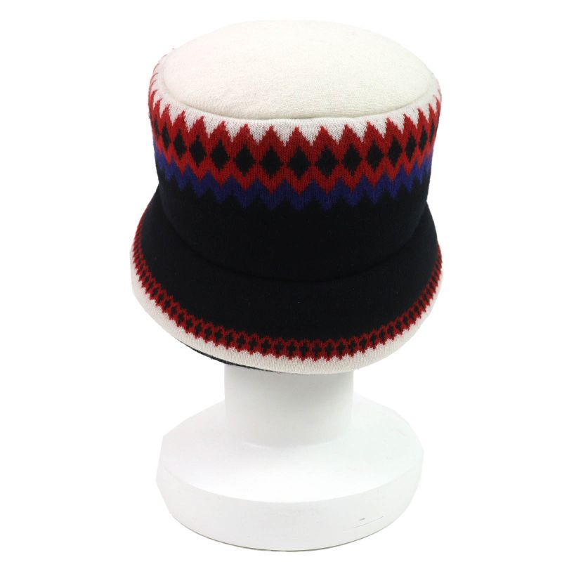 Prada 2022 1hc248 Wool Cashmere Logo Padded Knitted Bucket Hat Black White Red