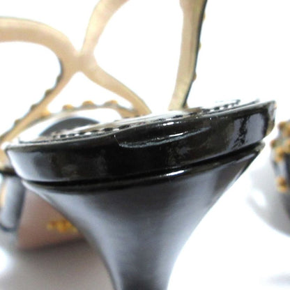 Prada Studded Enamel Back Strap Pin Heel Sandals 37 23.5cm (9.25in) Equivalent