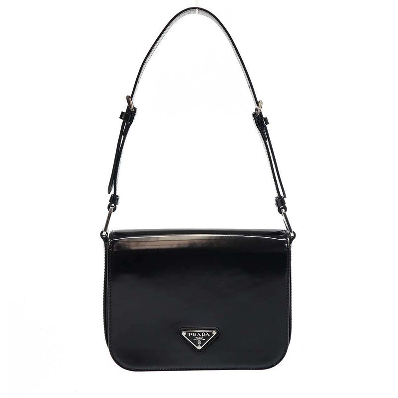 Prada Brushed Leather Shoulder Bag Black