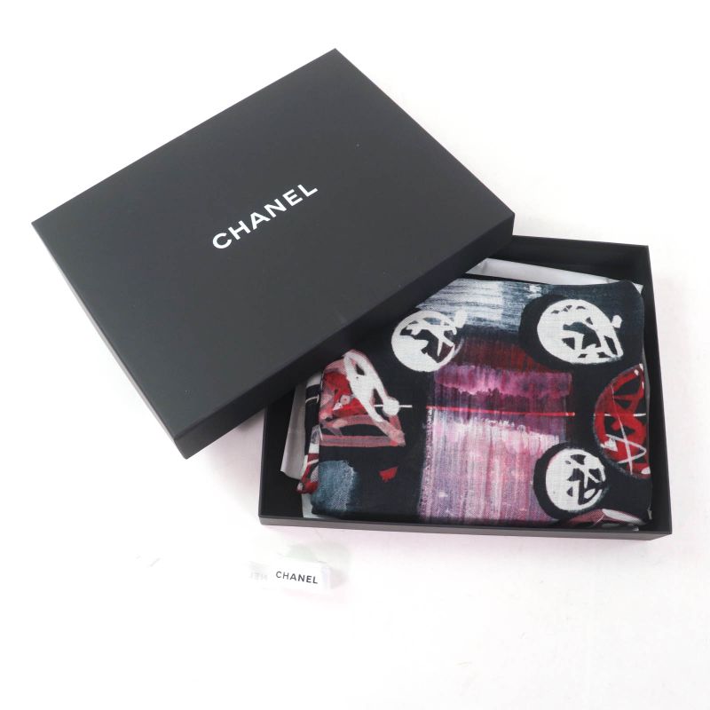 CHANEL 100% Cashmere Tweed 2023 Fringed All Over Large Scarf Shawl Multi With