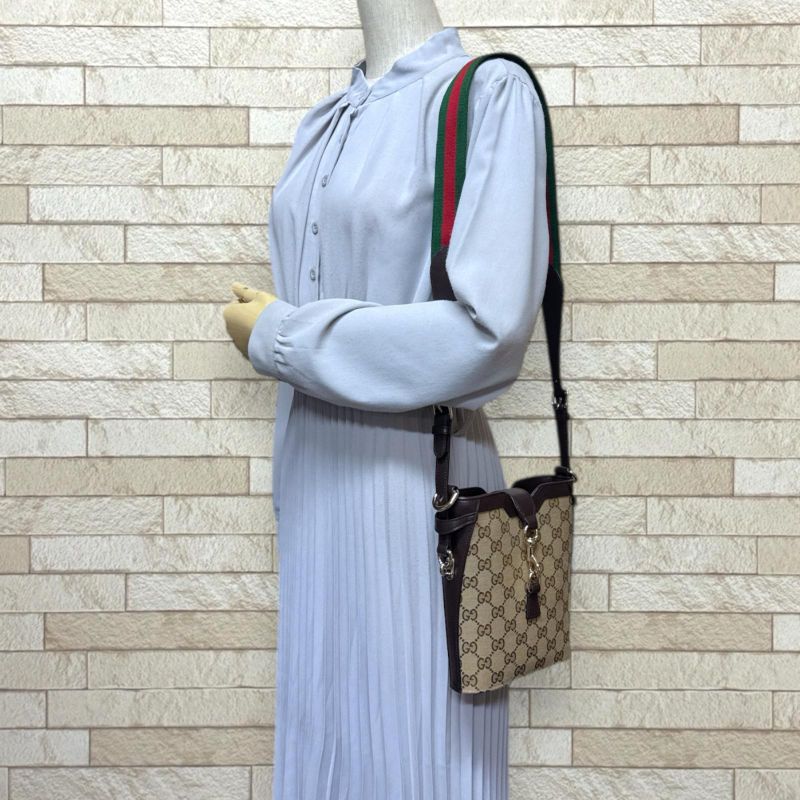 Gucci GG Shadow Mini Bucket Bag Shoulder Bag GG Supreme Canvas 782919 Beige