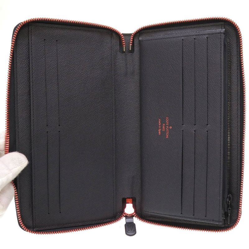 Louis Vuitton Monogram Ink Upside Down M62931 Zippy Organizer Navy Round Zipper