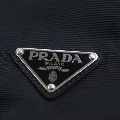 Prada 2vz062 Tessuto Nylon Triangle Logo Triangle Plate Backpack Black Silver