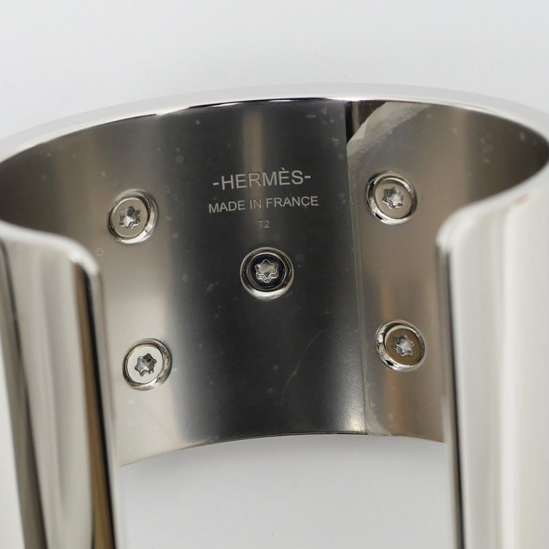 Hermes Corriedo Chien Medle Gaine Size T2 Black Silver Bracelet Bangle