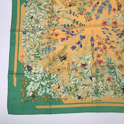 Hermes Carre 90 Silk Scarf LA Prairie Meadow Green