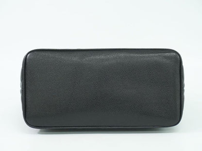 Authentic Chanel Coco Mark Revival Tote Handbag Caviar Skin Leather Black Coco