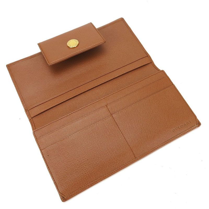 Bvlgari W Hook Long Wallet Long Wallet Bvlgari Leather Brown Small Everyday