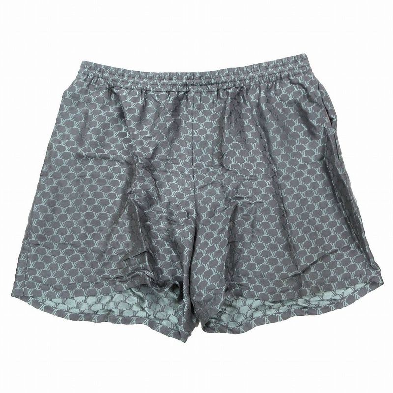 Louis Vuitton 24aw Jacquard Monogram Silk Plend Shorts Grey Size XL Men's