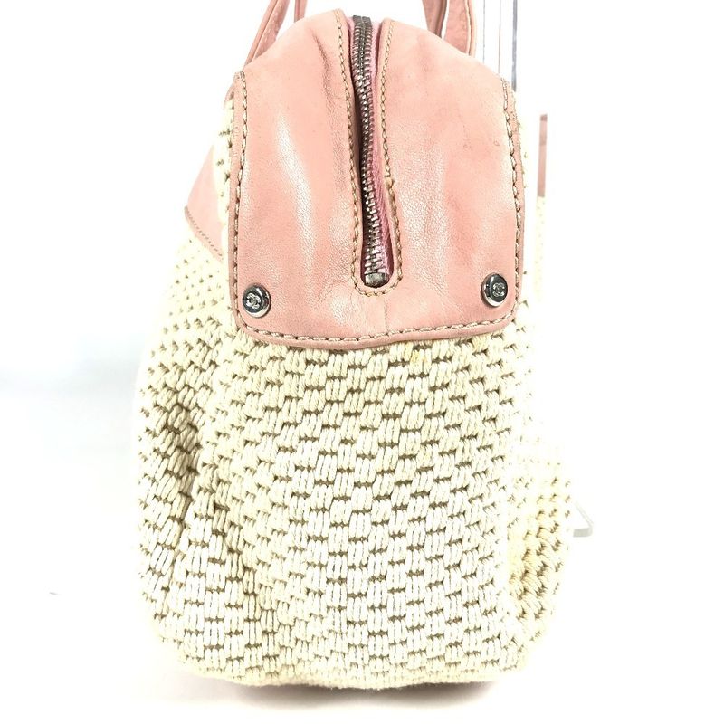 Chanel Shoulder Bag Logo Leather / Canvas Pink