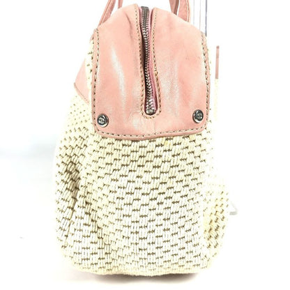 Chanel Shoulder Bag Logo Leather / Canvas Pink