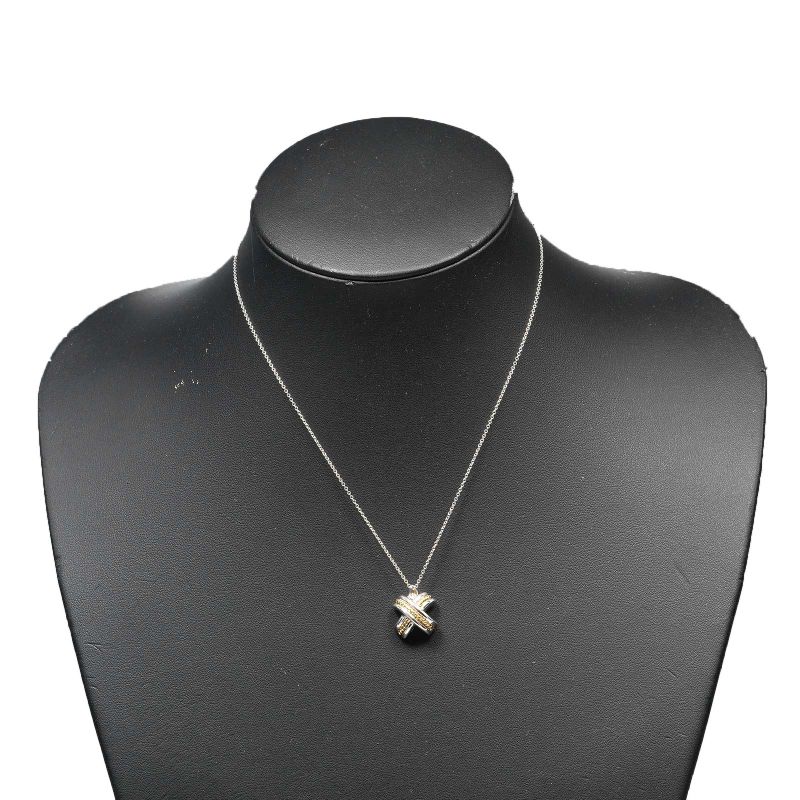 Tiffany & Co Signature Silver 925 X 18K Yellow Gold Ladies 4.4g Necklace