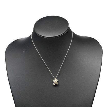 Tiffany & Co Signature Silver 925 X 18K Yellow Gold Ladies 4.4g Necklace