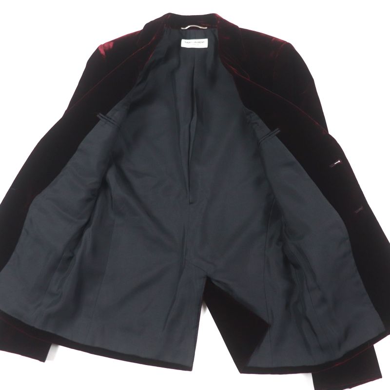  Saint Laurent Paris 464740 Velour 100% Silk Lining Single Jacket Tailored