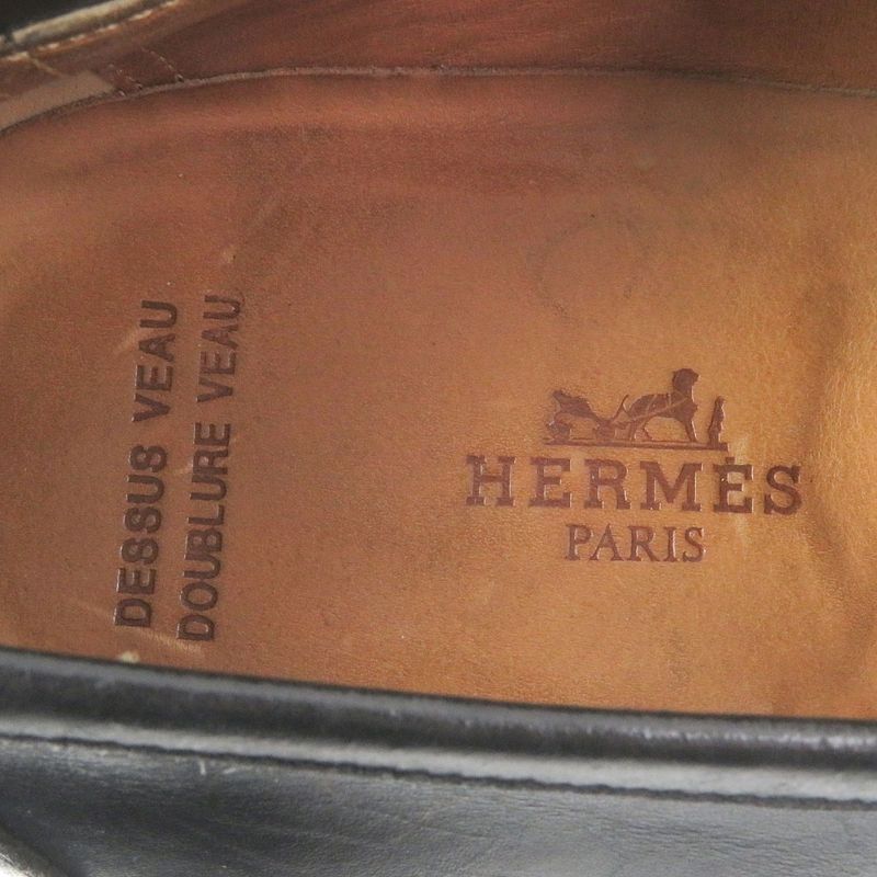 Hermes Vintage Api H Logo Buckle Belt Square Toe Leather Loafer