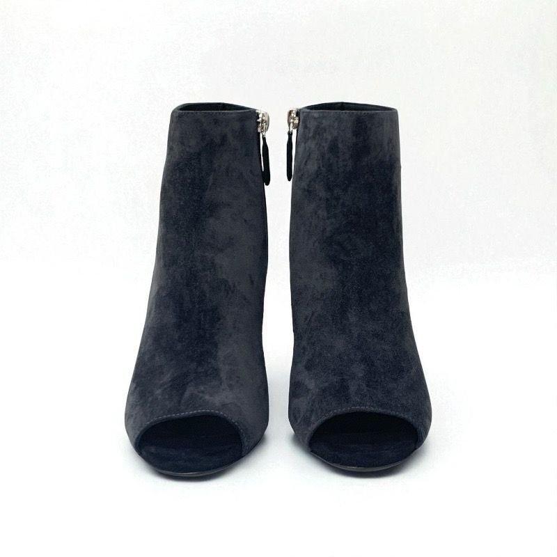 Chanel Boots Short Boots Shoes Suede Gray Unused Here Mark Matelasse Open Toe